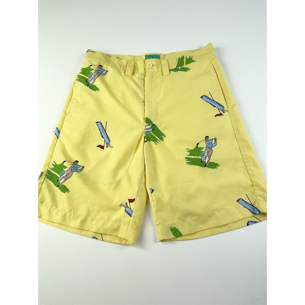 Liquid Flow Men’s Shorts Size 31 Golf Clubs Swing Graphic Yellow